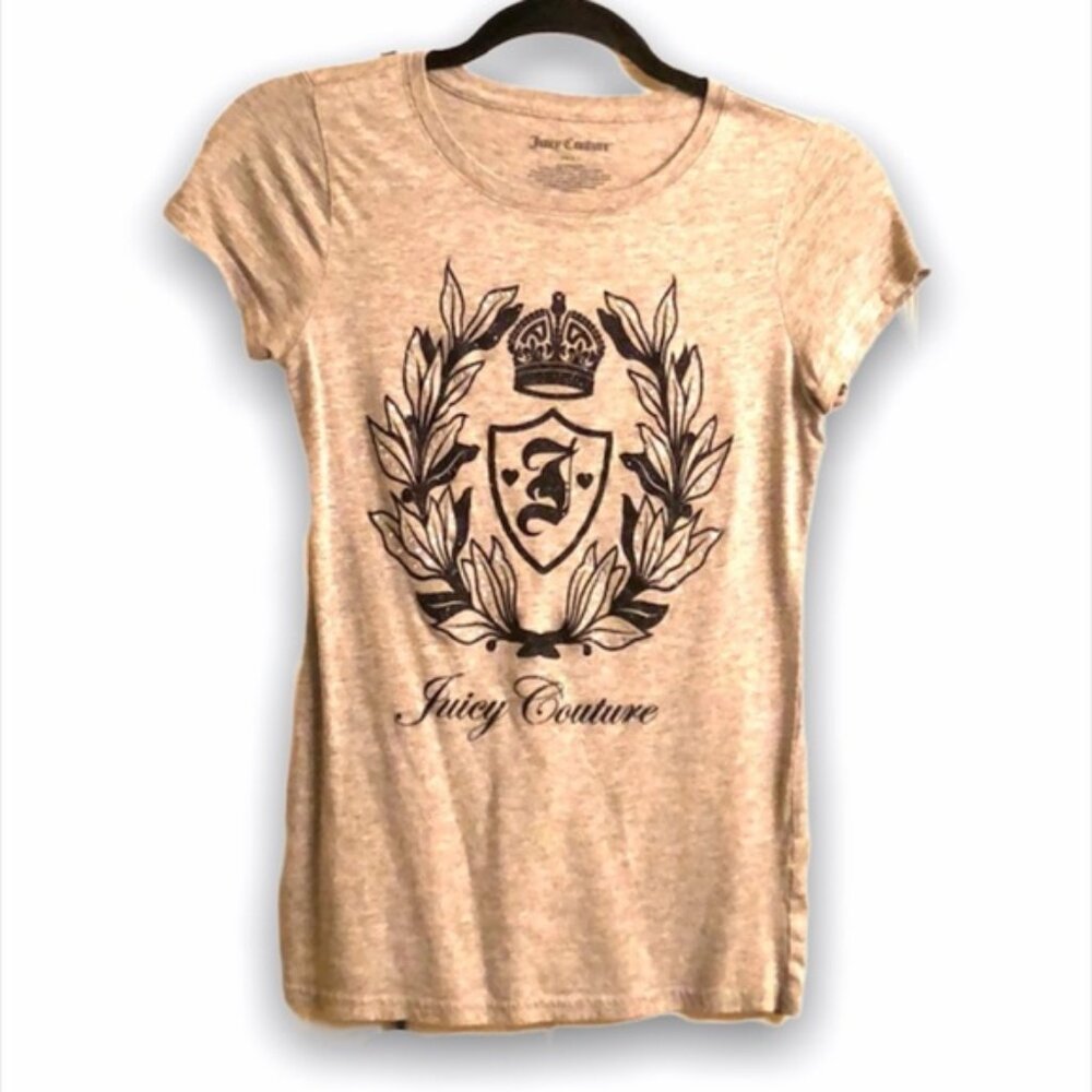Juicy Couture short sleeve gray top black letters with bling juicy logo